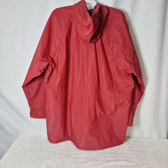 TOTES Isotoner Brick Red Hooded Rain Jacket Water Proof Size XL Vintage 90's - Picture 2 of 11